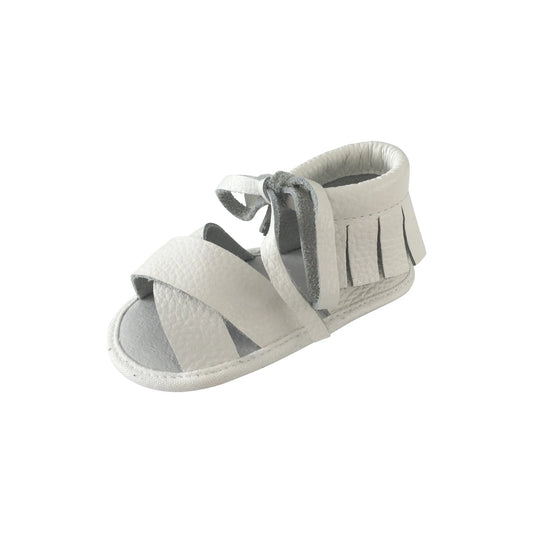 Boho Leather Sandals- White