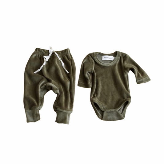 Velour Bodysuit and Harem Pant