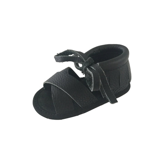 Boho Leather Sandals- Black